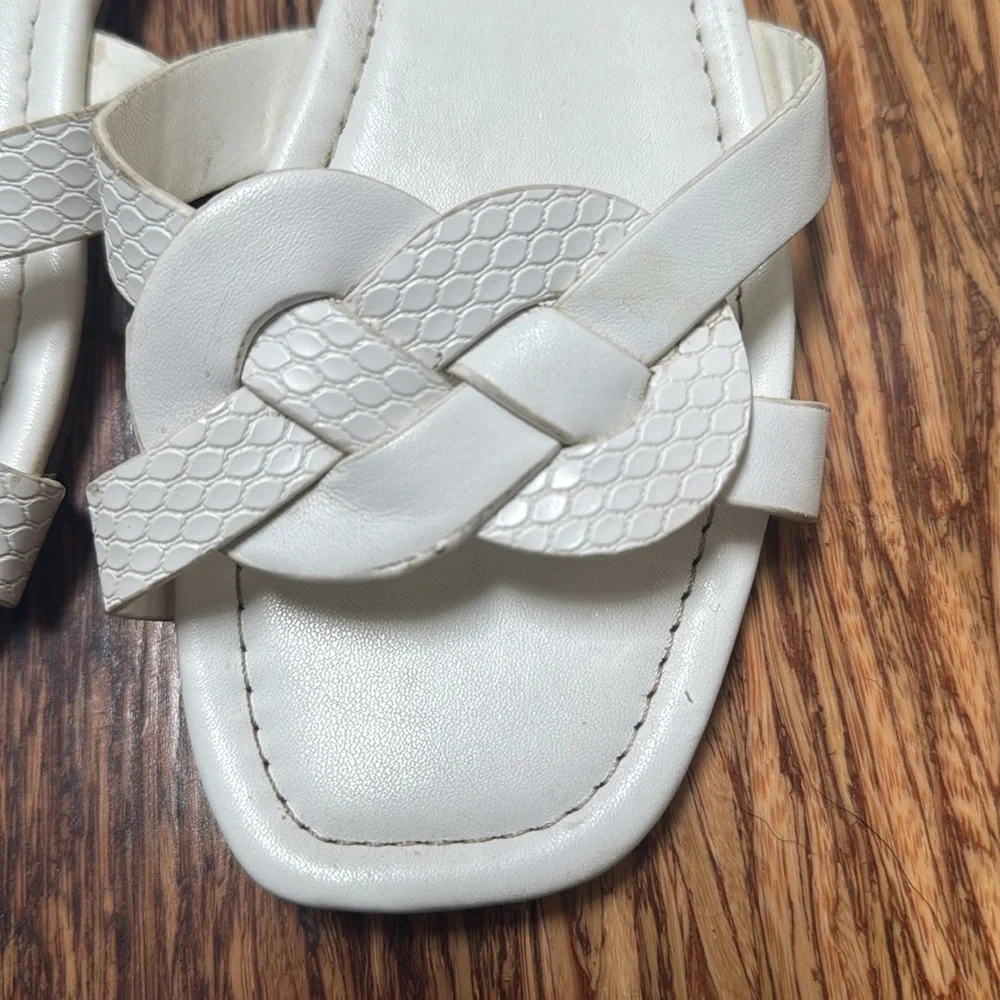 LOFT white vegan leather braided textured snake print slide sandals size 6 - Picture 5 of 9